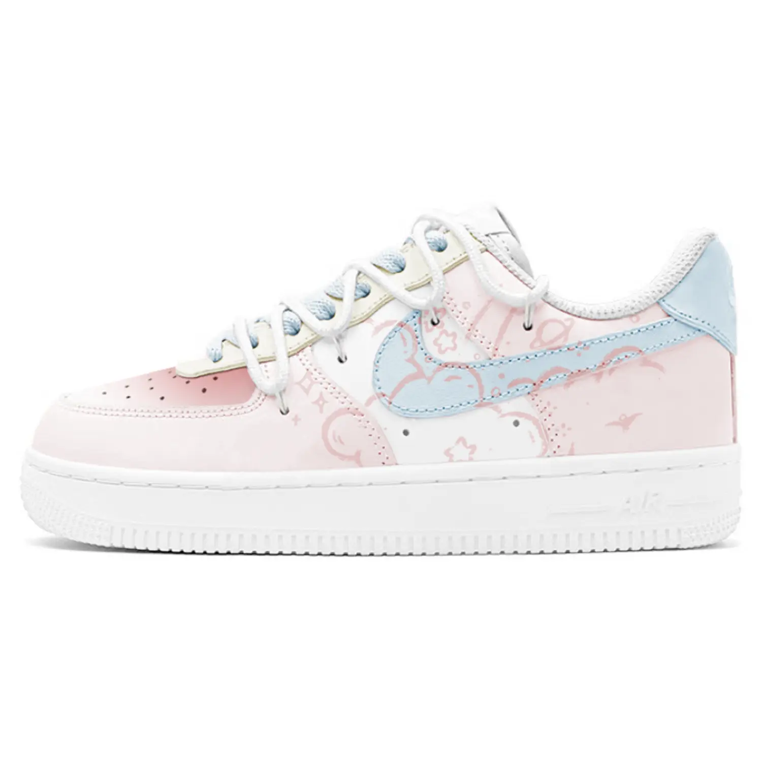 

Кроссовки Air Force 1 LE с низким верхом, амортизирующими, противоскользящими и износостойкими подошвами для детей и подростков Nike, белый/розовый