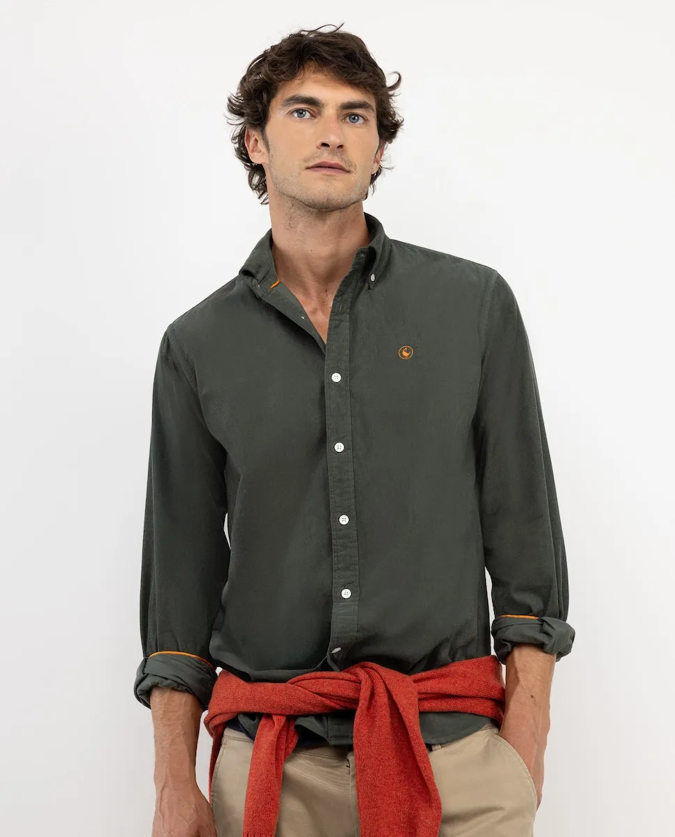 

Мужская рубашка из однотонного вельвета El Ganso, военный зеленый