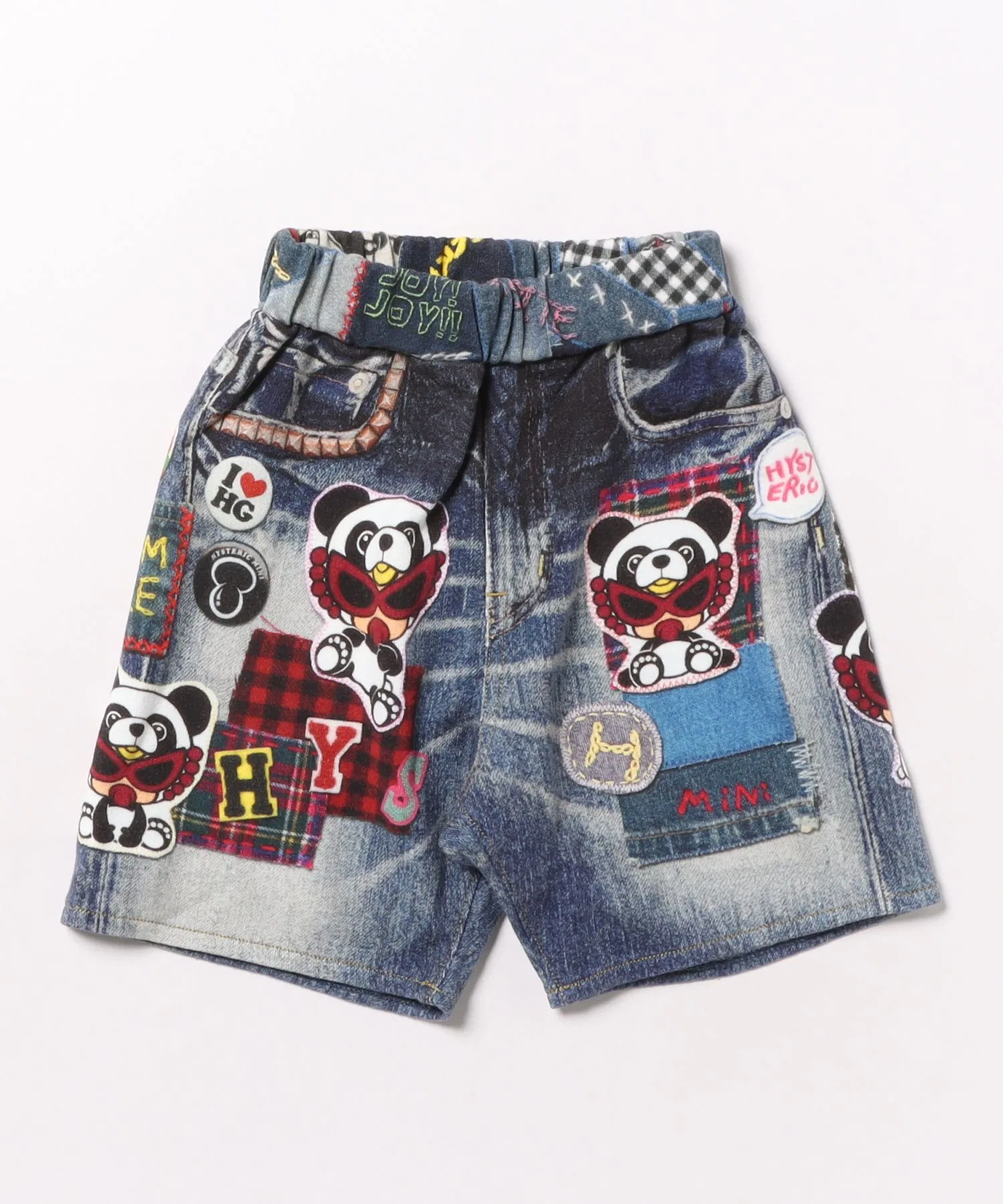 Детские шорты HYSTERIC MINI из денима с принтом PANDA MINI тёмно-синие
