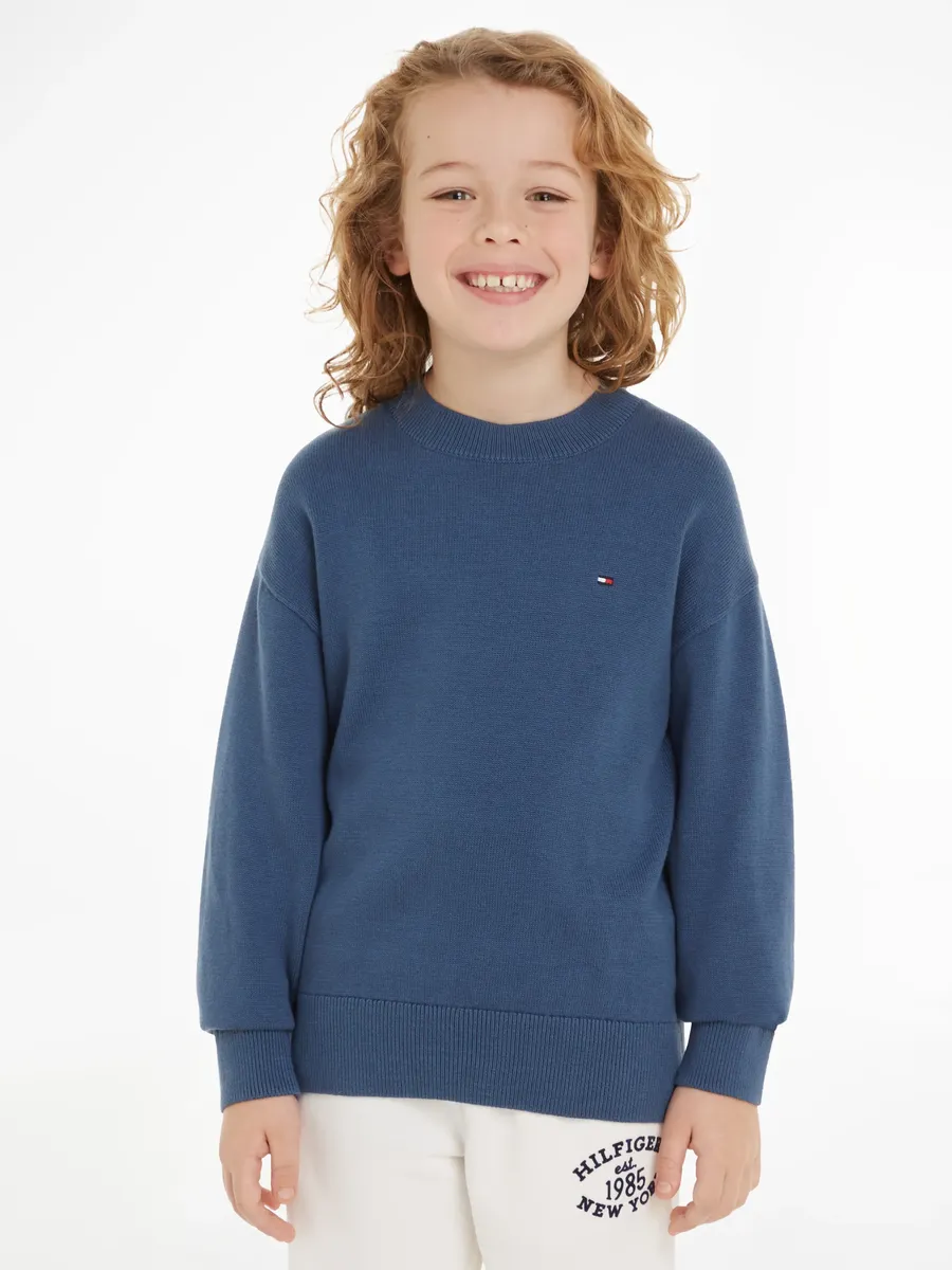 

Вязаный свитер Tommy Hilfiger "ESSENTIAL SWEATER", детский до 16 лет с вышивкой логотипа, цвет Aegean Sea