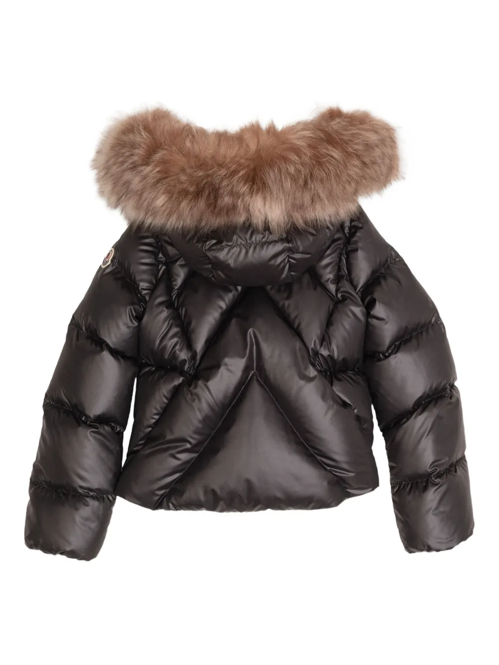 Стеганая куртка с меховой отделкой Moncler Enfant, черный — фото 2