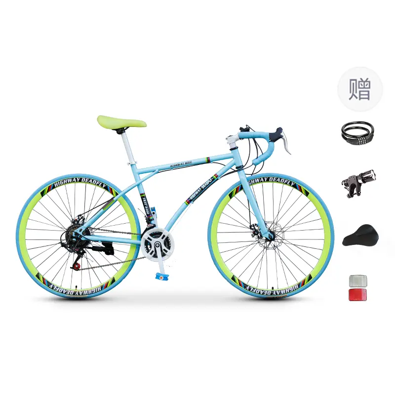 

Шоссейный велосипед с дисковыми тормозами из высокоуглеродистой стали для активного отдыха ICOLOUR, зеленый