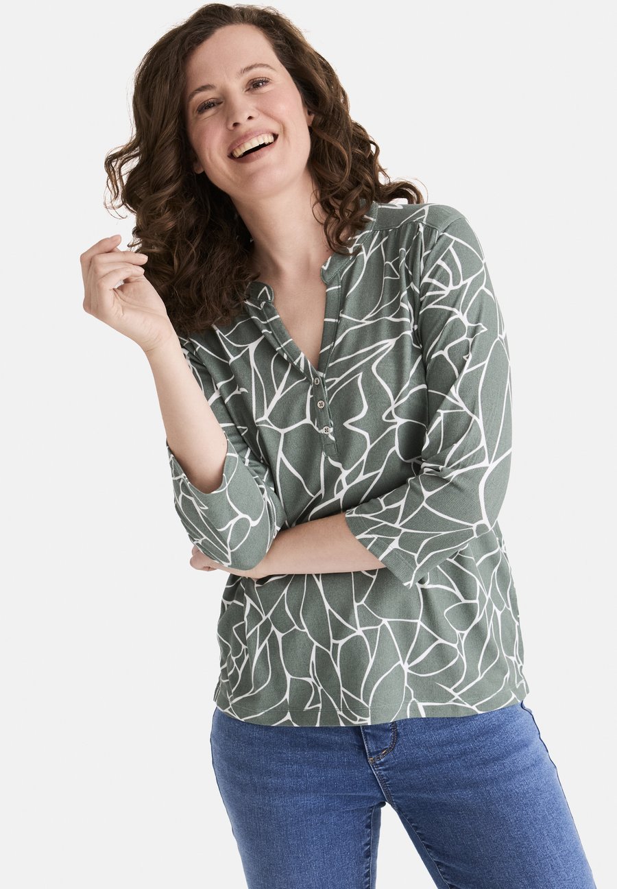 

Топ Stooker Women MARIE PRINT 3/4-ARM, Green Abstract Aop/Green