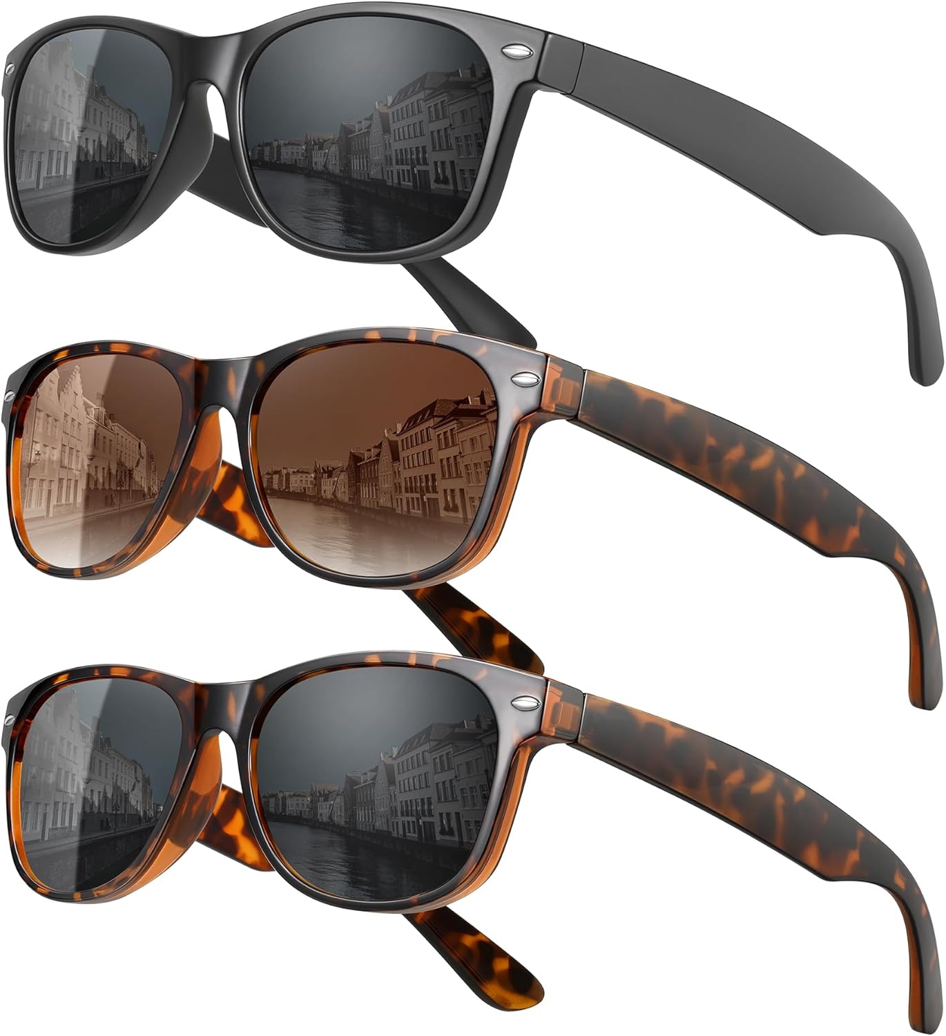 

Классические поляризованные солнцезащитные очки MEETSUN для женщин и мужчин, модные ретро-очки для вождения, защита от УФ-излучения (3 шт.), (3 Pack) Black/Leopard Brown/Leopard Grey