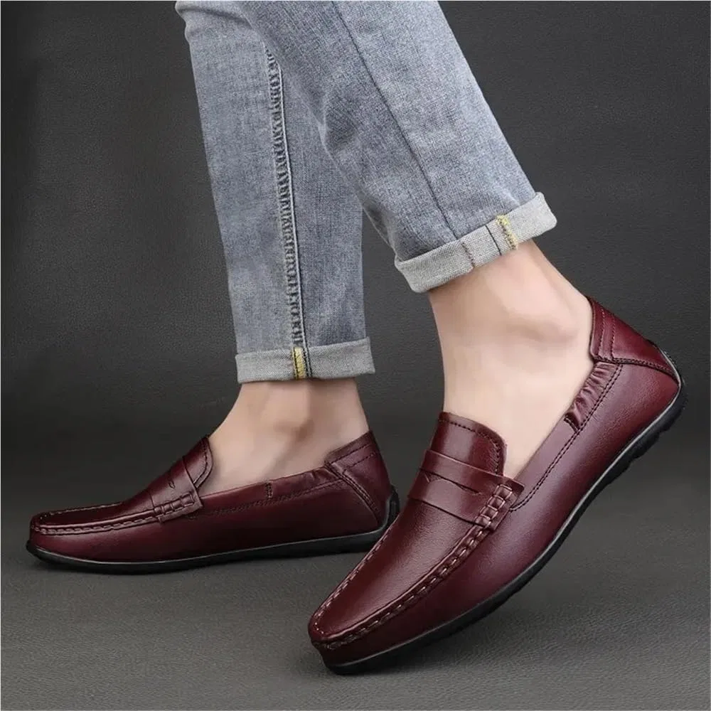Лоферы Leather Loafers для мужчин, красный UOPYNE — фото 4