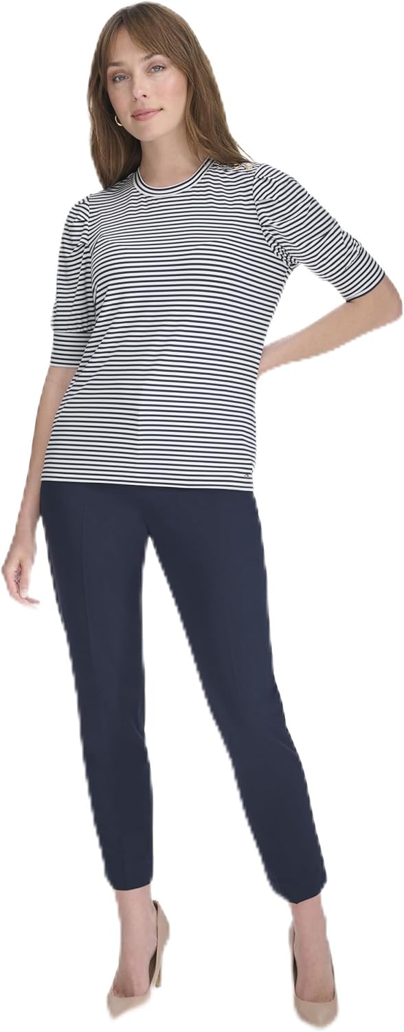 

Женский трикотажный топ с рукавами-фонариками от Tommy Hilfiger, Midnight/Ivory
