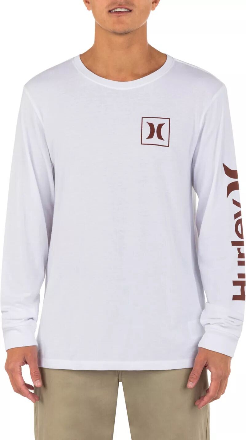 

Мужская повседневная футболка Hurley One and Only Icon с длинными рукавами, белый