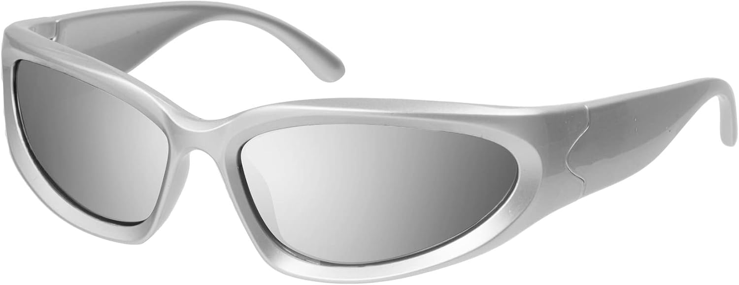 

Солнцезащитные очки mosanana Y2k с поляризованными линзами и обтекаемой формой для женщин, модные овальные солнцезащитные очки Swift, футуристические очки в стиле ретро 2000-х, спортивные солнцезащитные очки MS52245, C2 Silver