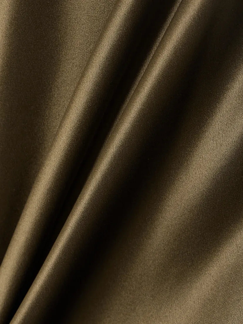 Миди-платье из шелкового сатина с кружевной отделкой SAINT LAURENT, бирюзовый — фото 4