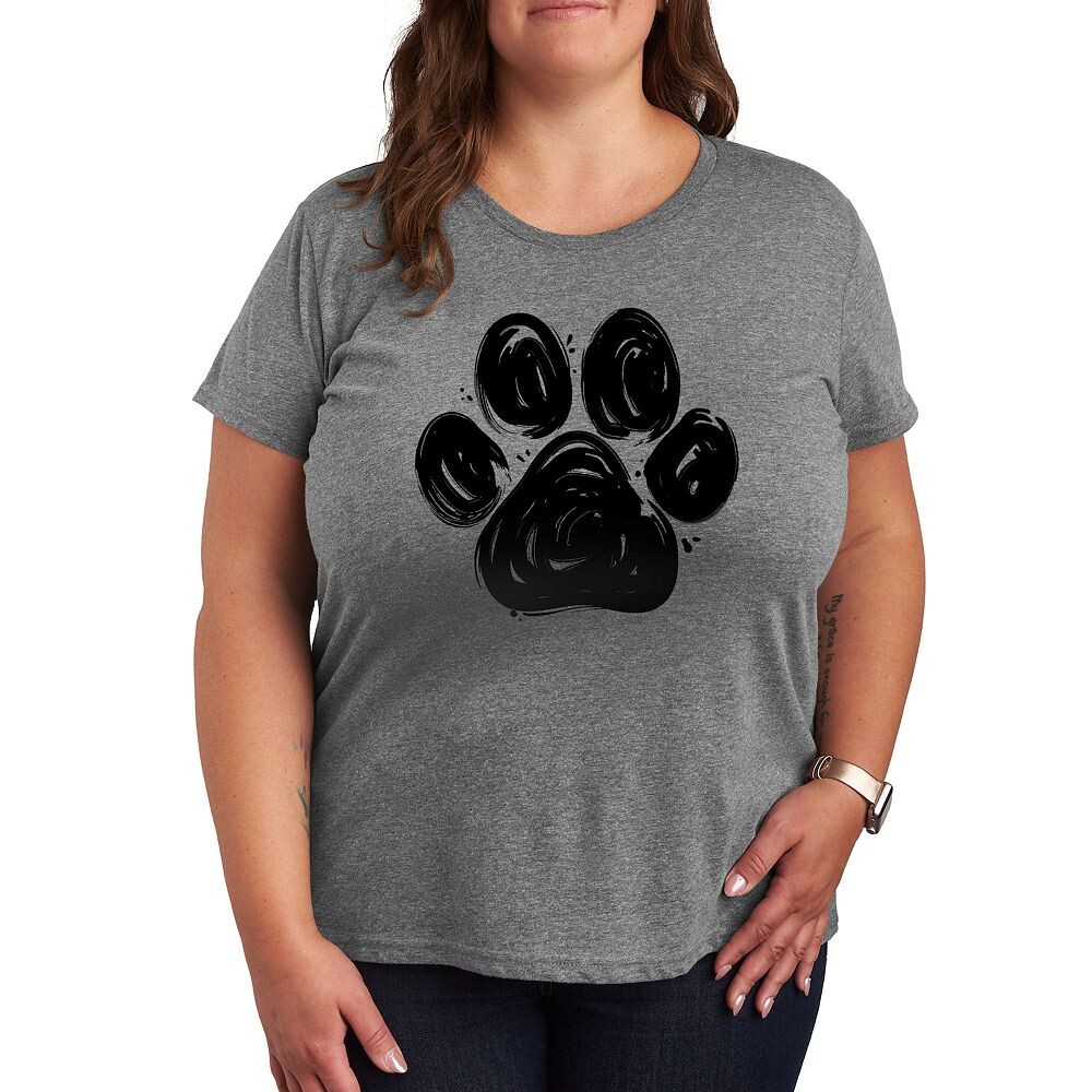 

Футболка с графическим принтом Plush Brushstroke Paw Licensed Character, цвет Heather Gray