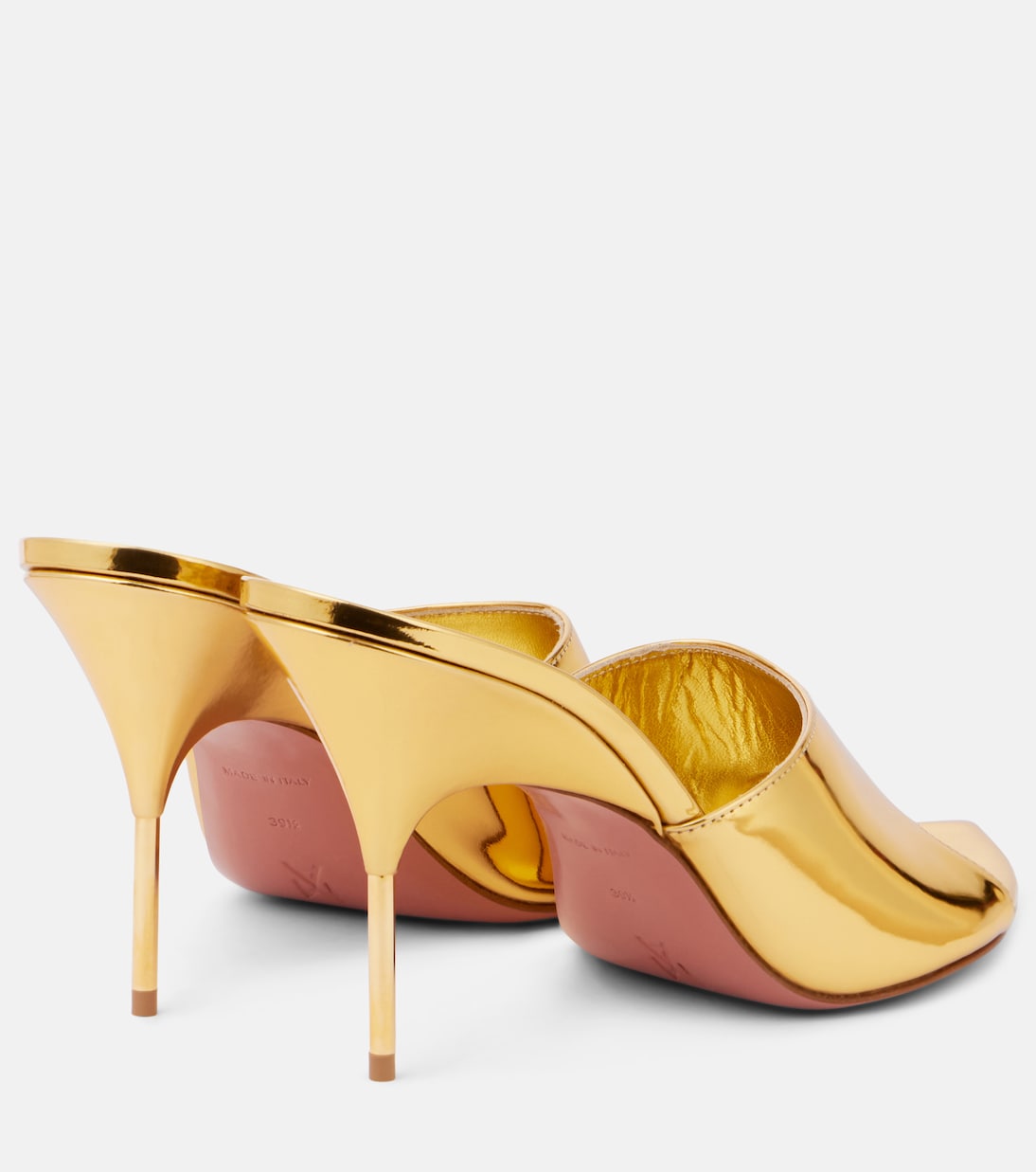 Мюли Bianca 95 из металлизированной кожи Amina Muaddi, Gold + Shiny Gold Heel — фото 2