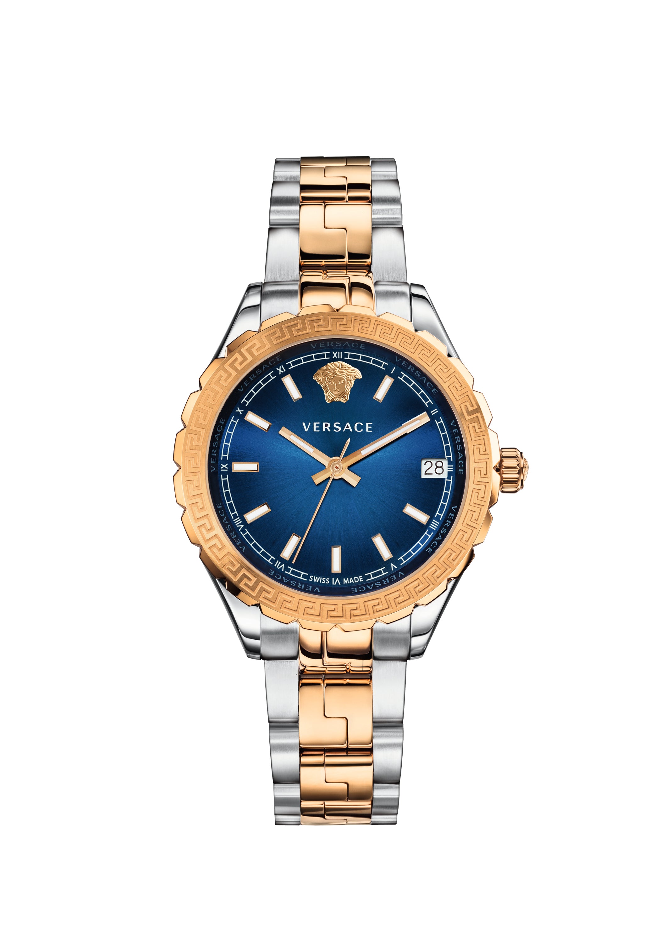 

Женские кварцевые часы Versace Hellenyium 35 мм, цвет silver and gold