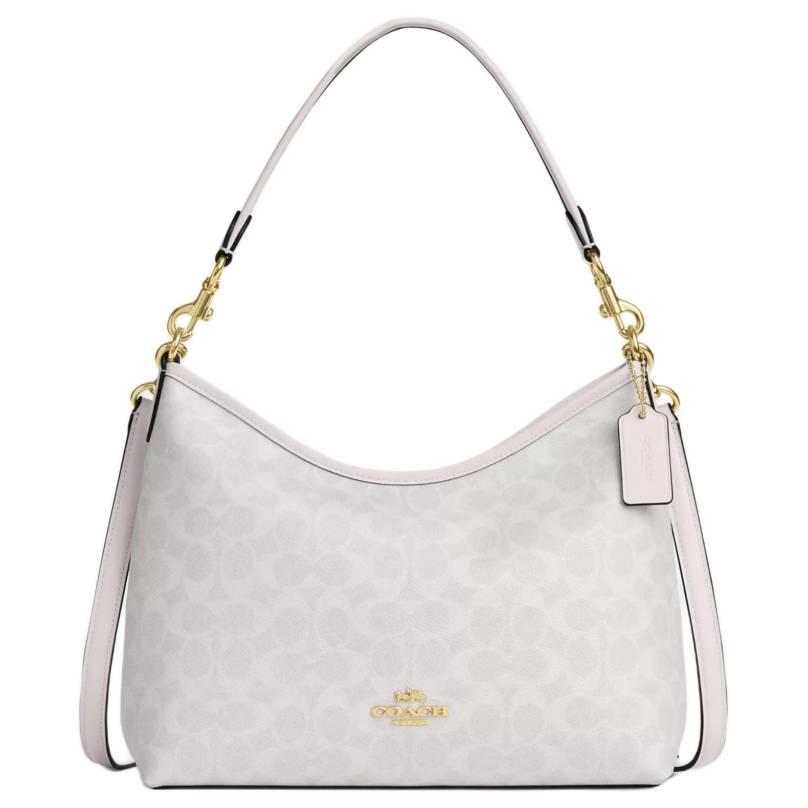 

COACH Сумка через плечо из лакированного холста большая унисекс меловая
