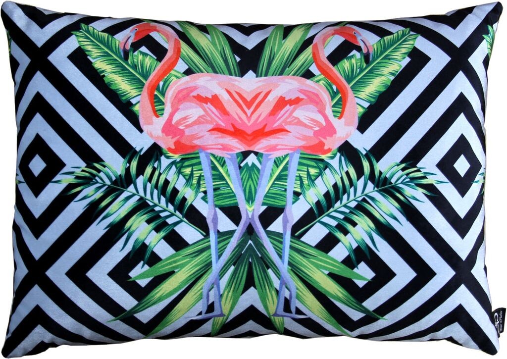 

Роскошная декоративная подушка Casa Padrino Florida flamingos разноцветная 35 x 55 см - тончайшая бархатная ткань - декоративная подушка для гостиной