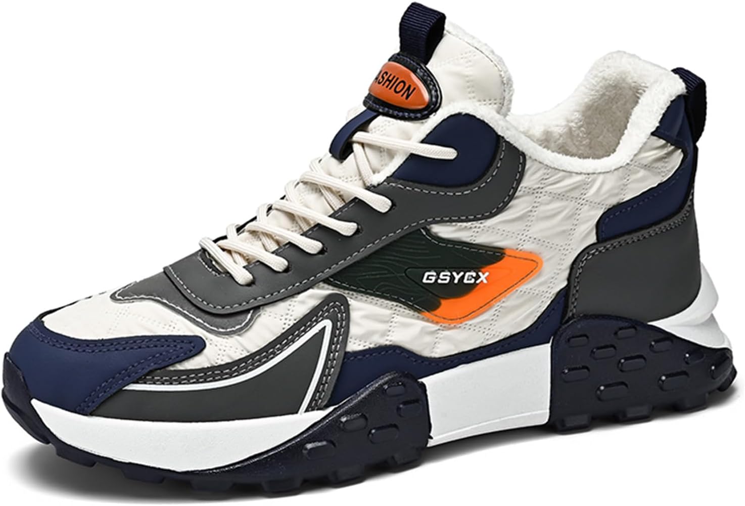 

Мужские повседневные модные кроссовки до щиколотки с флисовой подкладкой, теплой толстой подошвой и спортивной подошвой Generic, белый