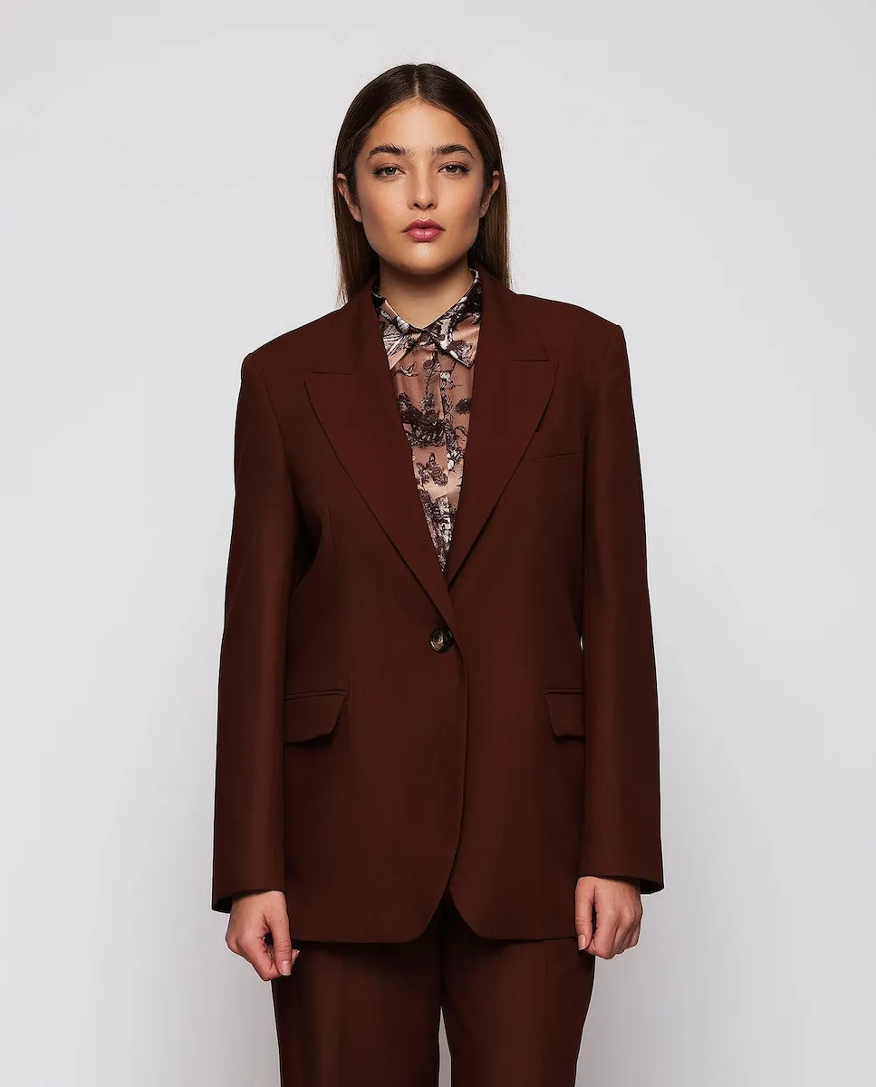

Женский блейзер из шерсти с накладным карманом Mirto, темно-коричневый