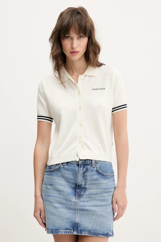 

Поло с добавлением шерсти Guess Jeans, бежевый