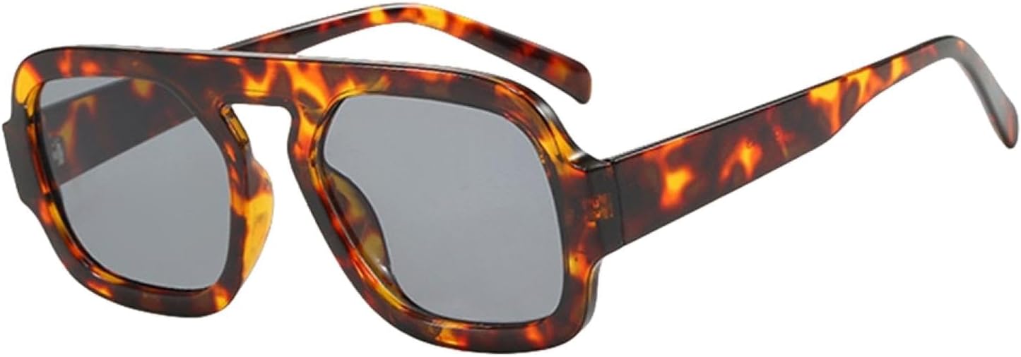 

Женские солнцезащитные очки черного и коричневого цвета, модные, в толстой оправе, роскошные, с плоской верхней частью, защита от УФ-излучения UV400 HHZZYVY, Leopard Gray