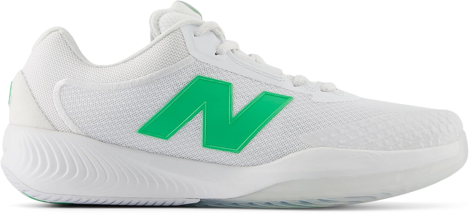 Мужские теннисные кроссовки New Balance FuelCell 996 V6 для жесткого корта, белый/зеленый — фото 4