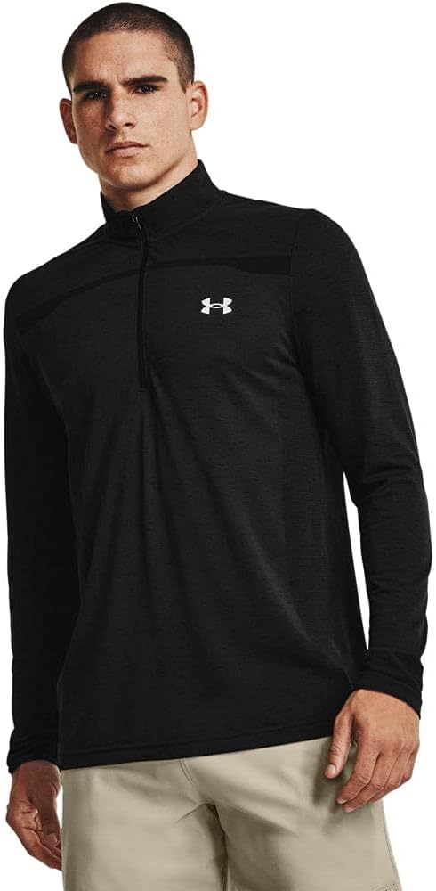 

Мужская бесшовная футболка с застежкой-молнией 1/2 от Under Armour, Black (001)/Mod Gray