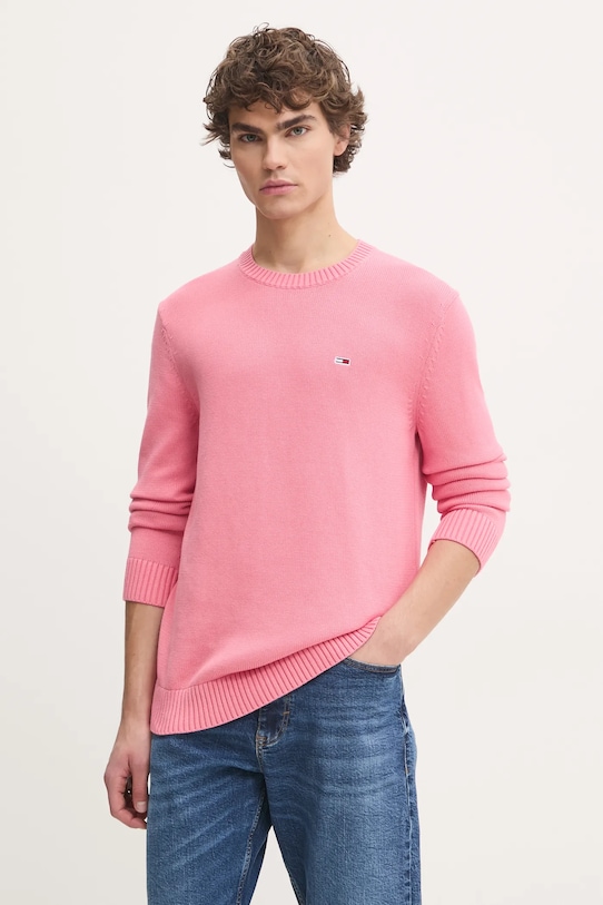 

Хлопковый свитер Tommy Jeans, розовый