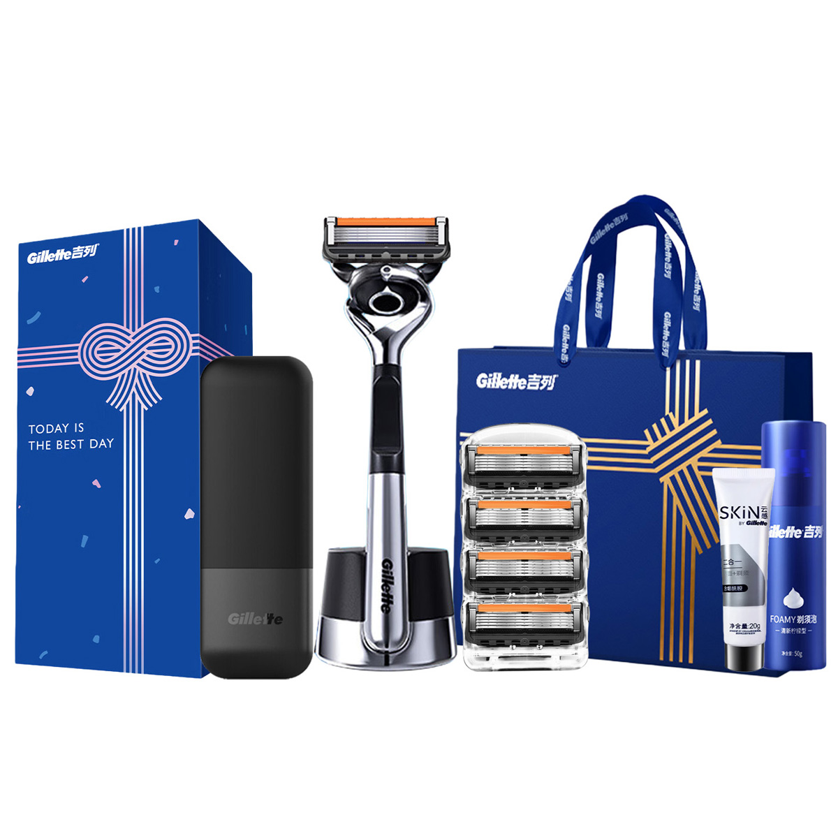 

Бритва сменная Washable Subtle Sharpness To Smoothness Gillette, attractive force box with 5 blades, birthday box (includes magnetic storage box+shaver+cleanser)