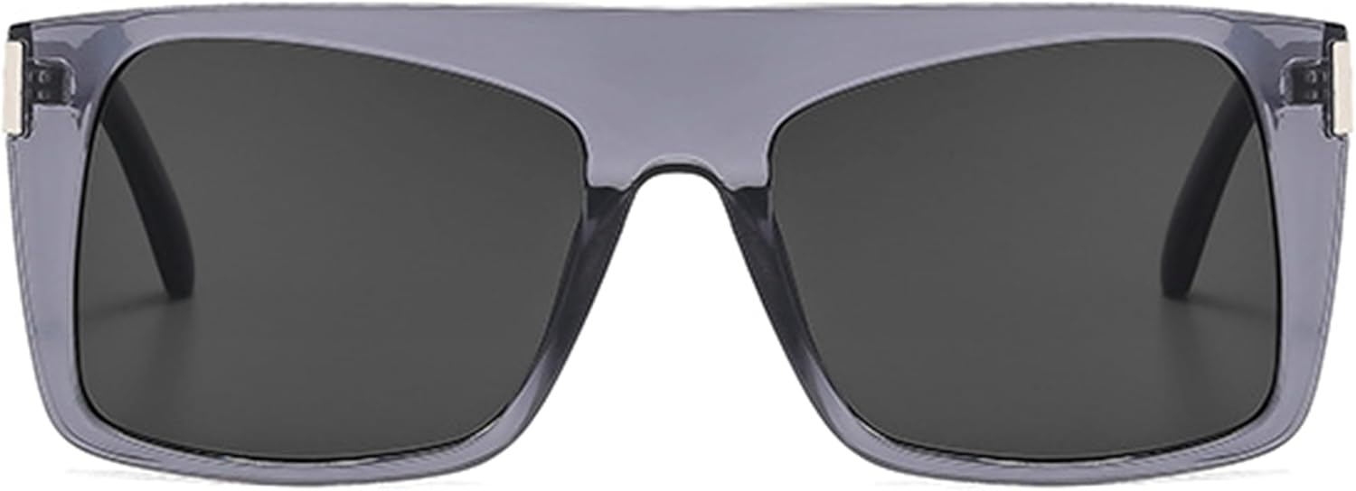 

Солнцезащитные очки Bullabulling в стиле ретро квадратной формы для женщин, большие солнцезащитные очки с плоской верхней частью для мужчин, защита от УФ-излучения UV400, модные сине-зеленые панк-очки, Gray