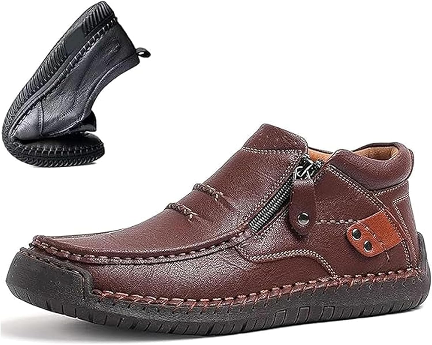 

Мужские водительские ботинки, мужские ручной работы премиум-класса из кожи слипоны для вождения, путешествий и активного отдыха Generic, коричневый