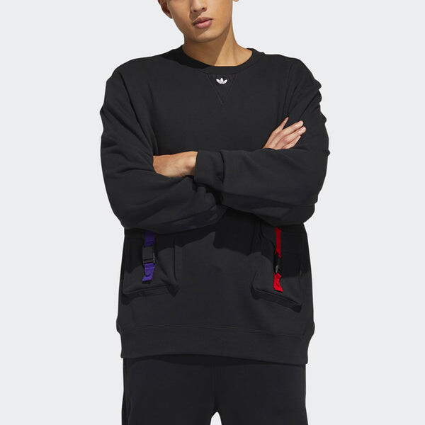 Толстовка originals series cny crew casual sports round neck pullover black Adidas, черный — фото 2
