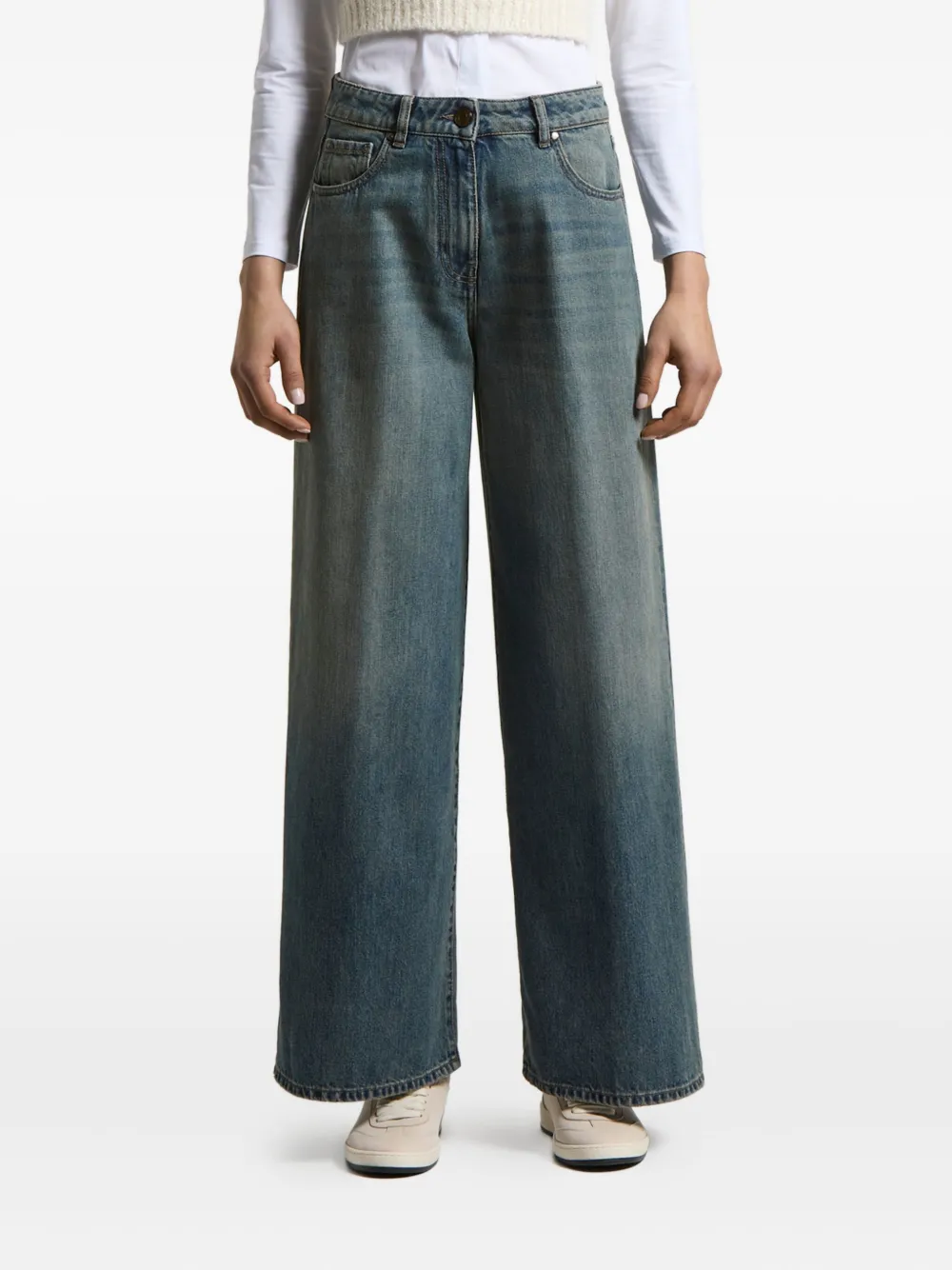 

Джинсы с нашивкой-логотипом Peserico, синий