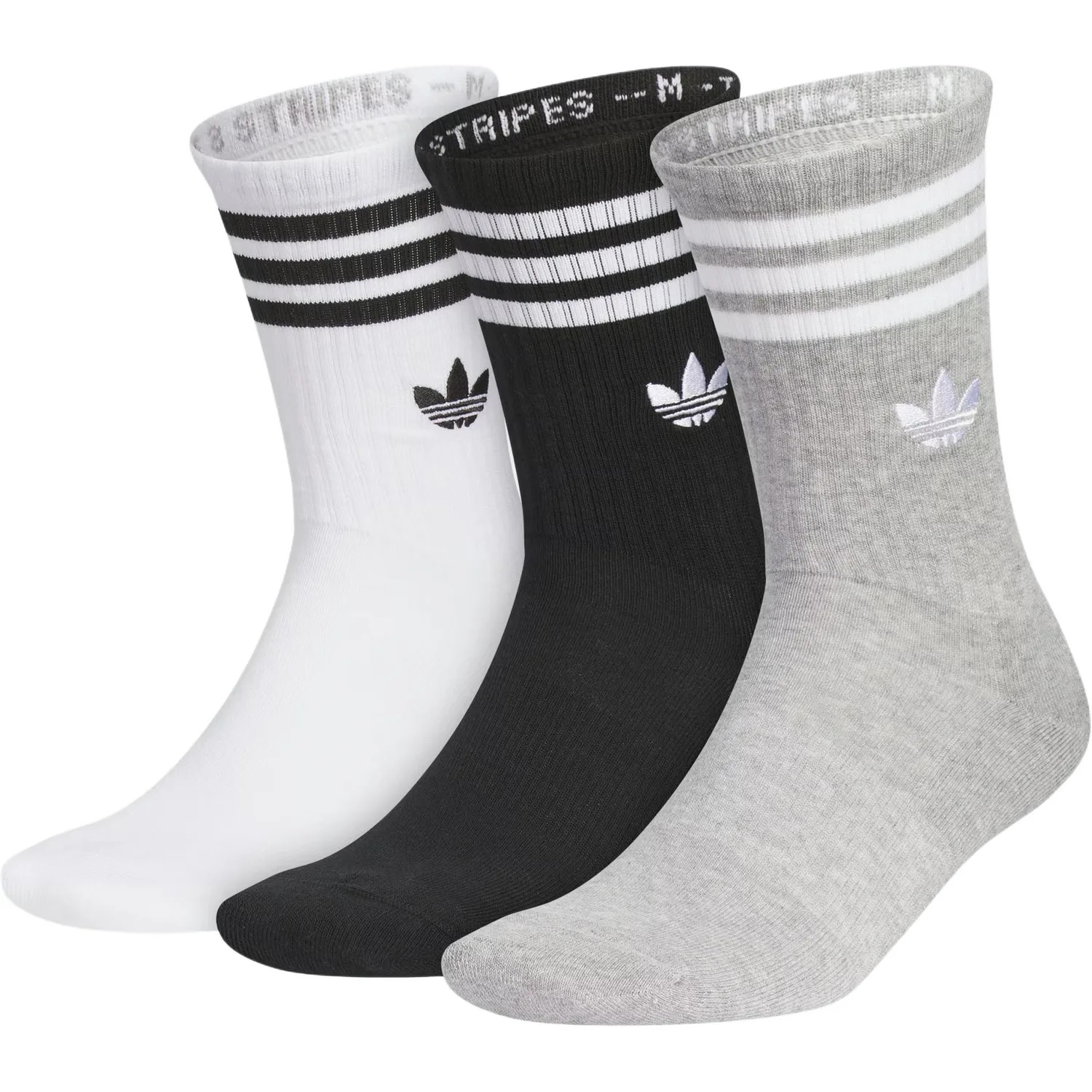 Носки с амортизацией Crew Socks Unisex, набор из 3 пар Adidas Originals, 3 Pack (White+Medium Heather Gray+Black)