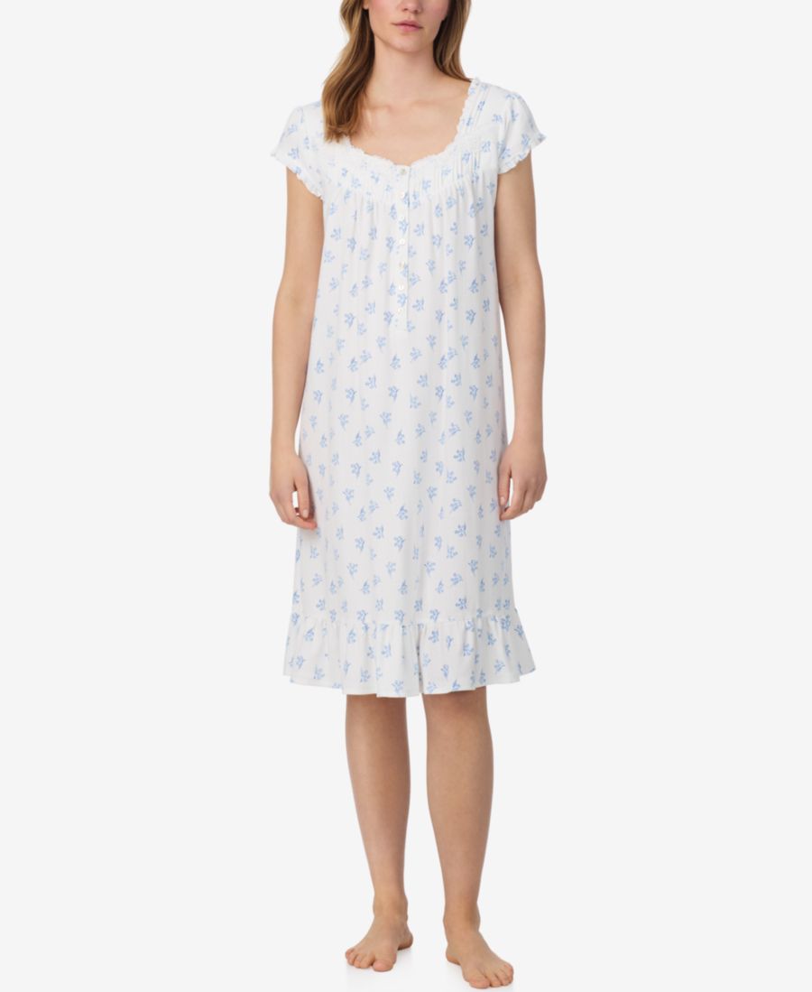 

Женская ночная рубашка с короткими рукавами в стиле вальс Eileen West, White Ditsy