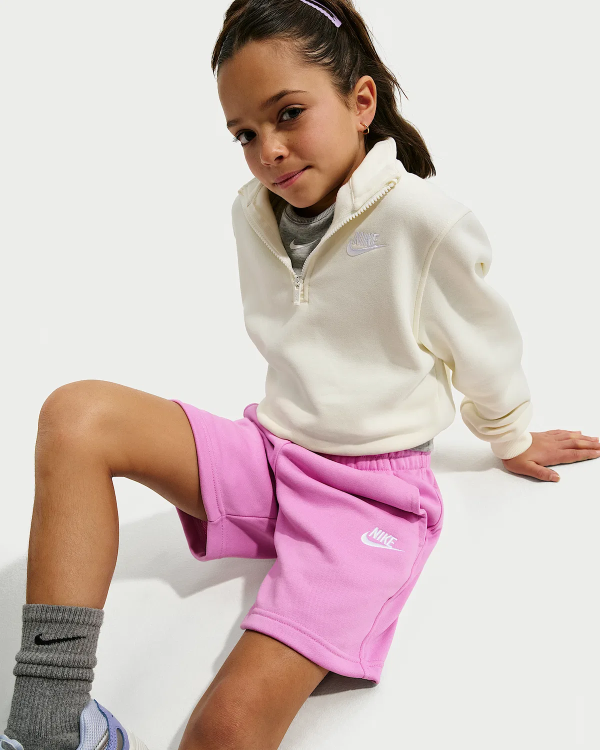 Детские шорты Nike Sportswear Club Fleece из французского флиса, Light Magenta/White — фото 4