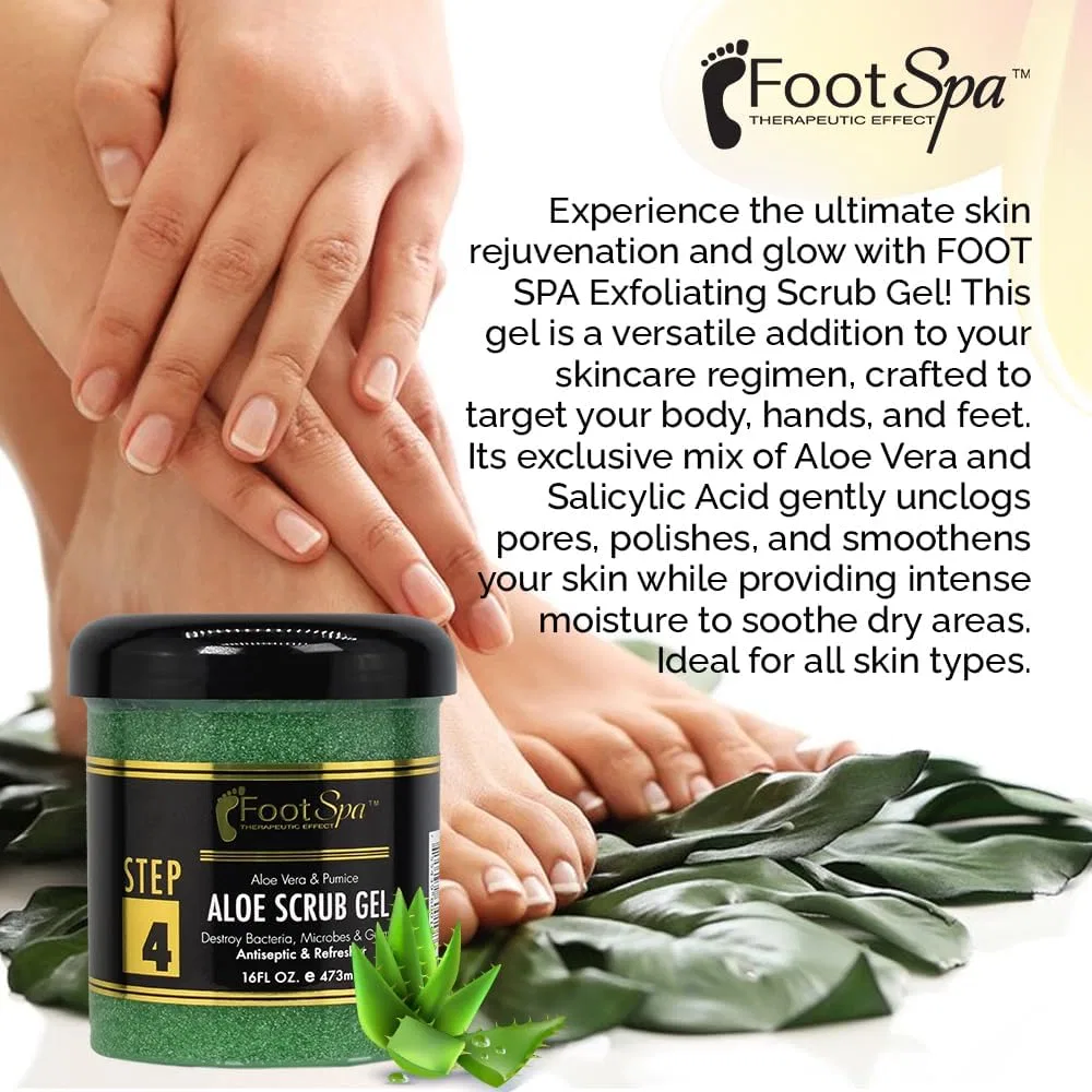 Скраб-гель для тела FootSpa с алоэ вера и салициловой кислотой, 16 унций — фото 4