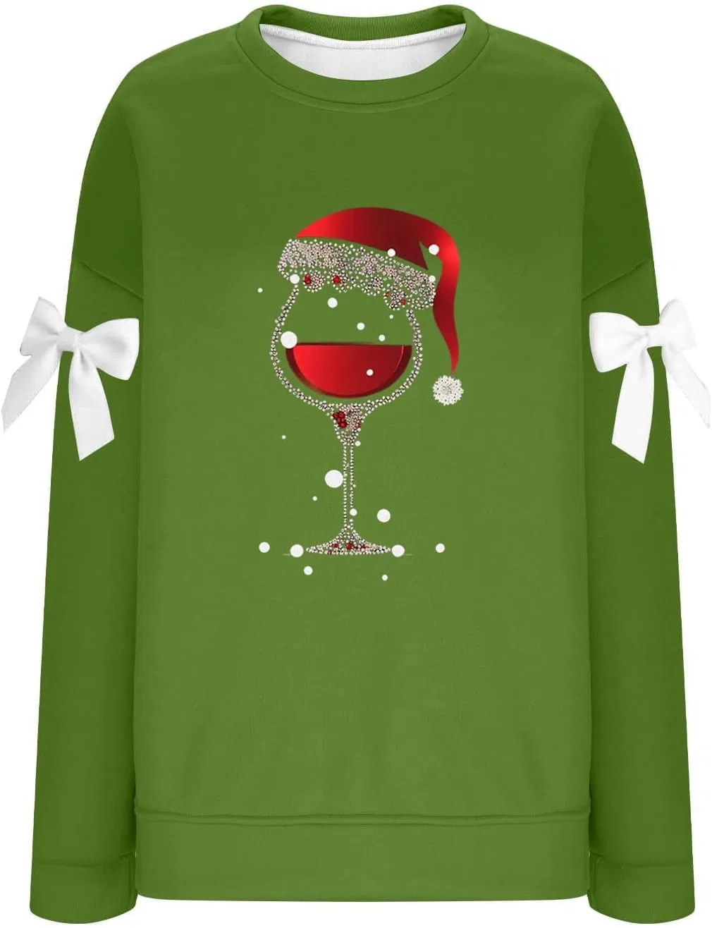 Свитшот женский с принтом Santa, Christmas, свободный крой, 1-green — фото 4