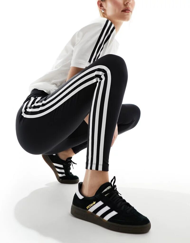 

Черные леггинсы с 3 полосками adidas Originals