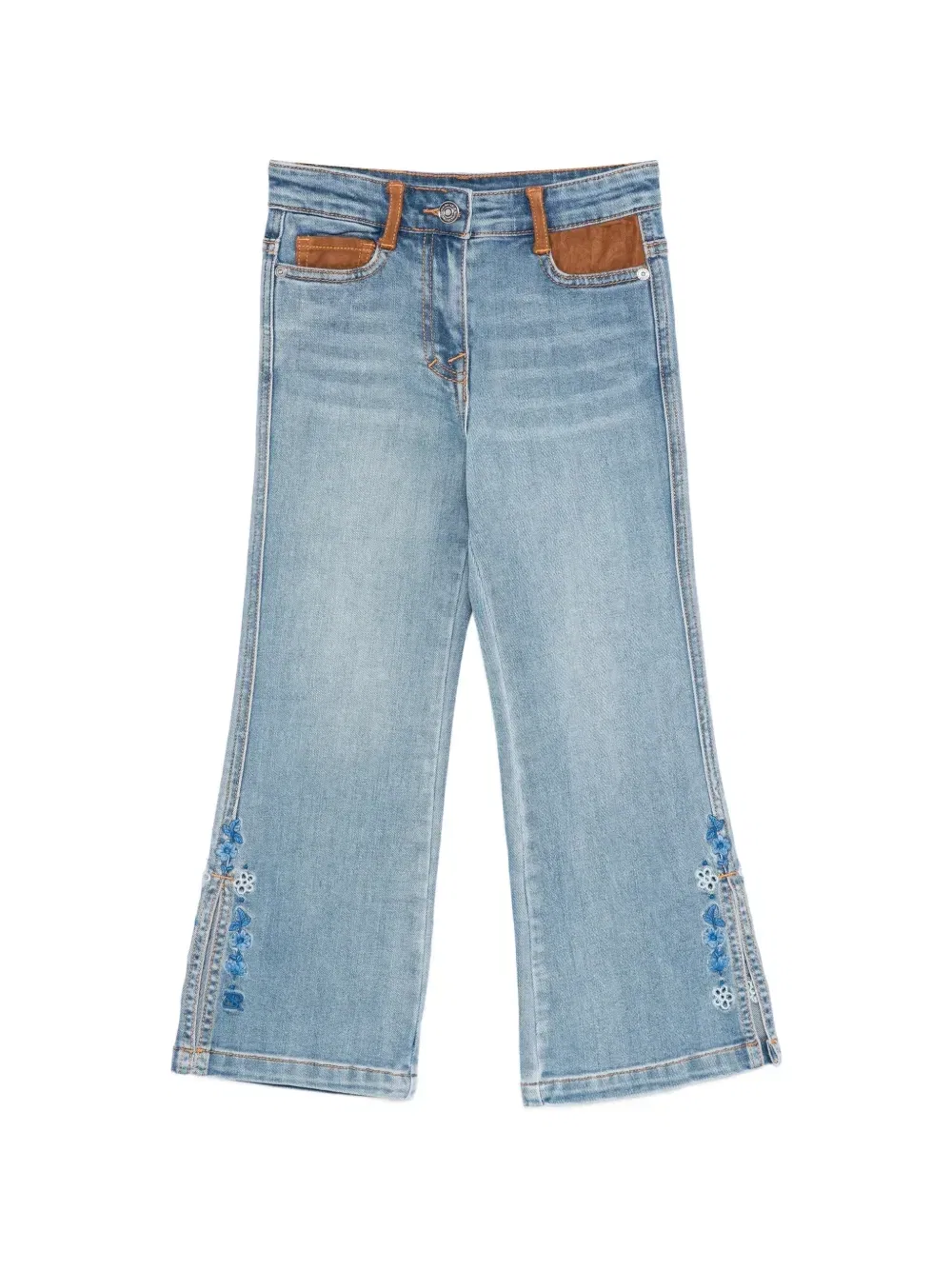 Брюки с цветочной вышивкой Ermanno Scervino Junior, синий