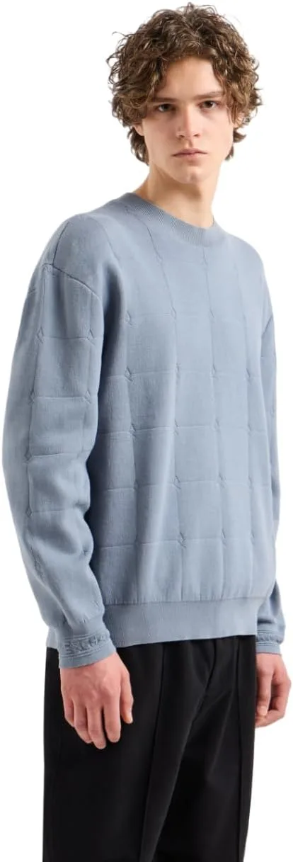 

Свитер Armani Exchange мужской из стрейч-хлопка с прямоугольной сеткой и логотипом