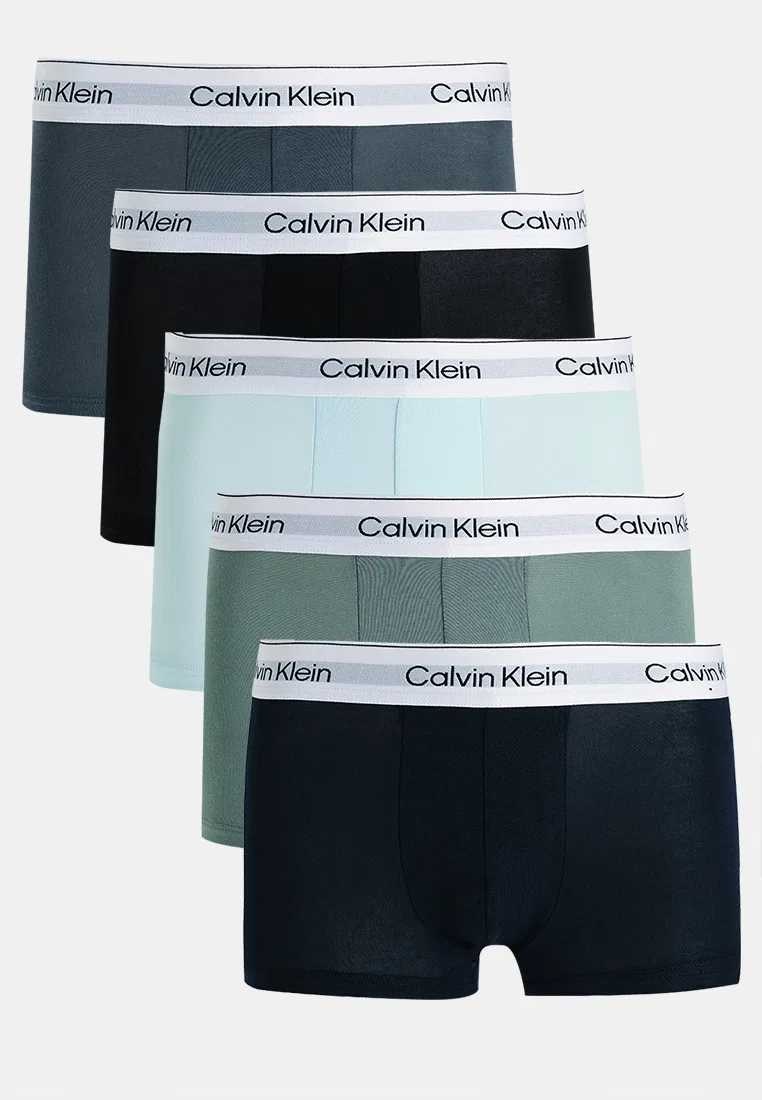 Трусы, 5 штук, низкая посадка, хлопок с эластаном, Icon Calvin Klein, мультиколор