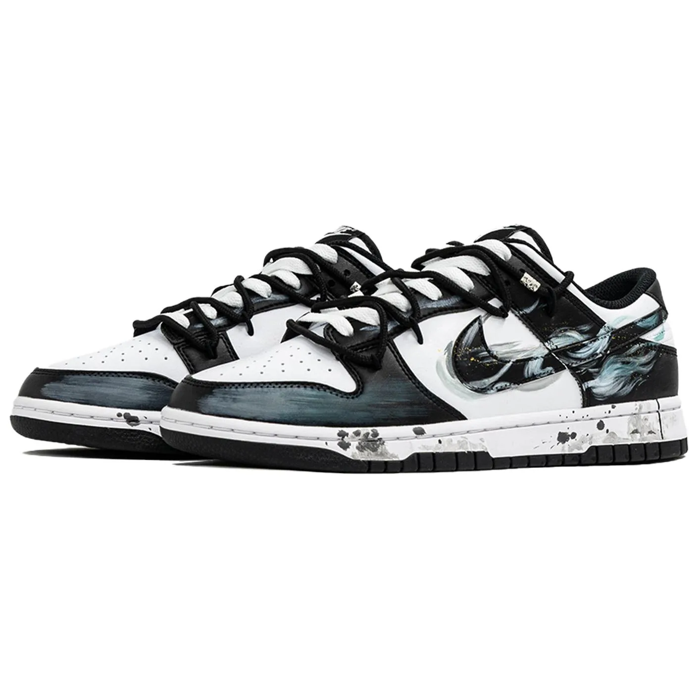 Nike Кроссовки для скейтбординга Dunk Wan Hua Nong, Mo Yan, низкие, износостойкая кожа, мужские, черно-белые — фото 3