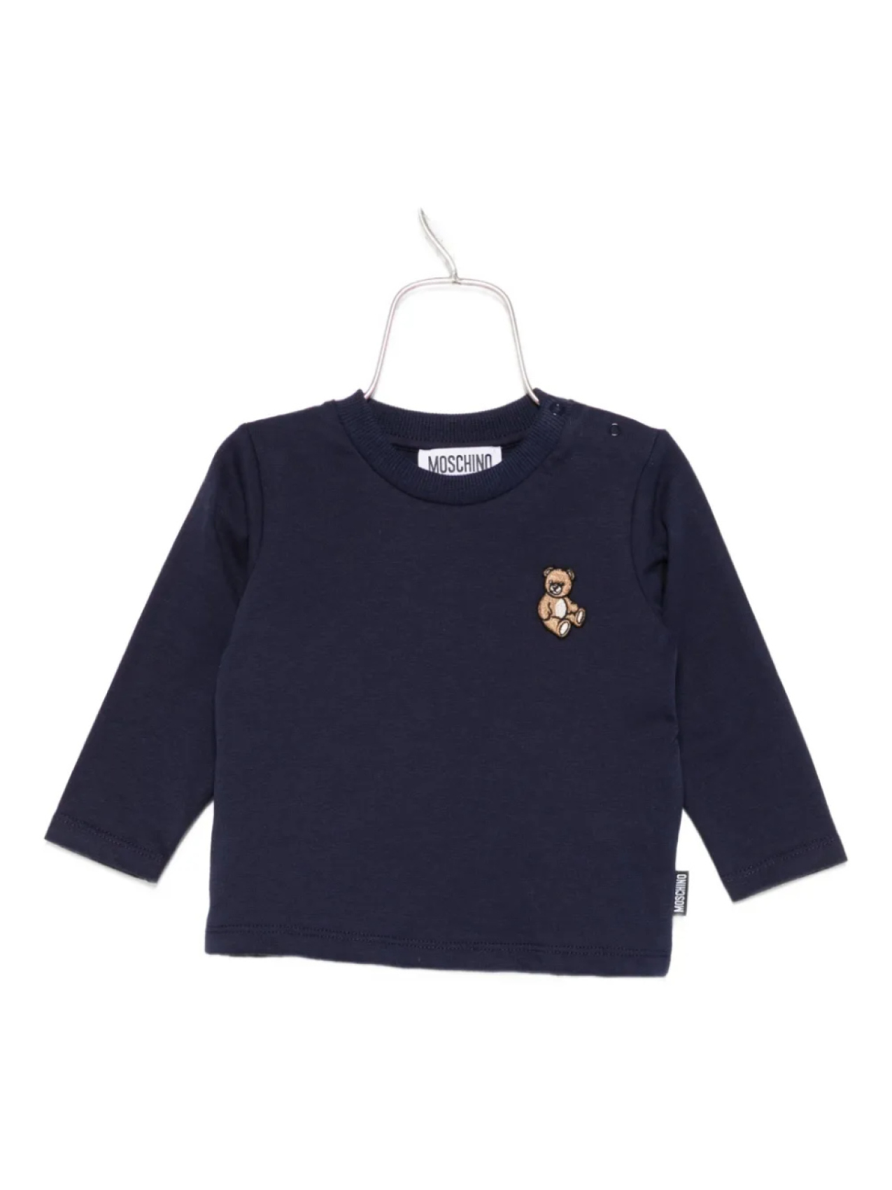 

Длинный рукав топа Moschino Kids с вышивкой в виде плюшевого мишки, синий