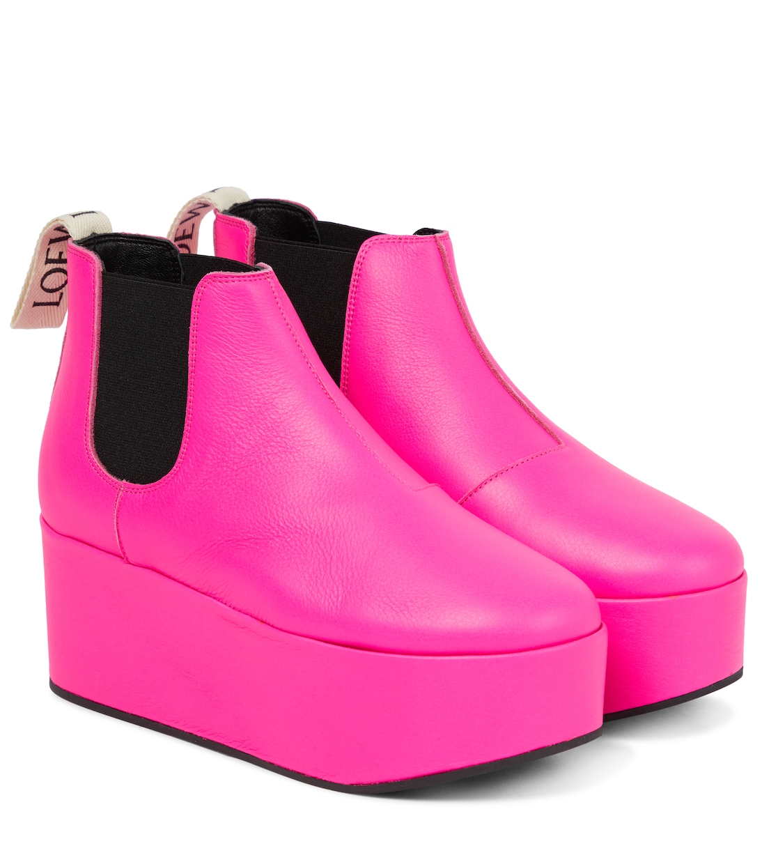 Кожаные ботинки челси на платформе Loewe, Neon Pink
