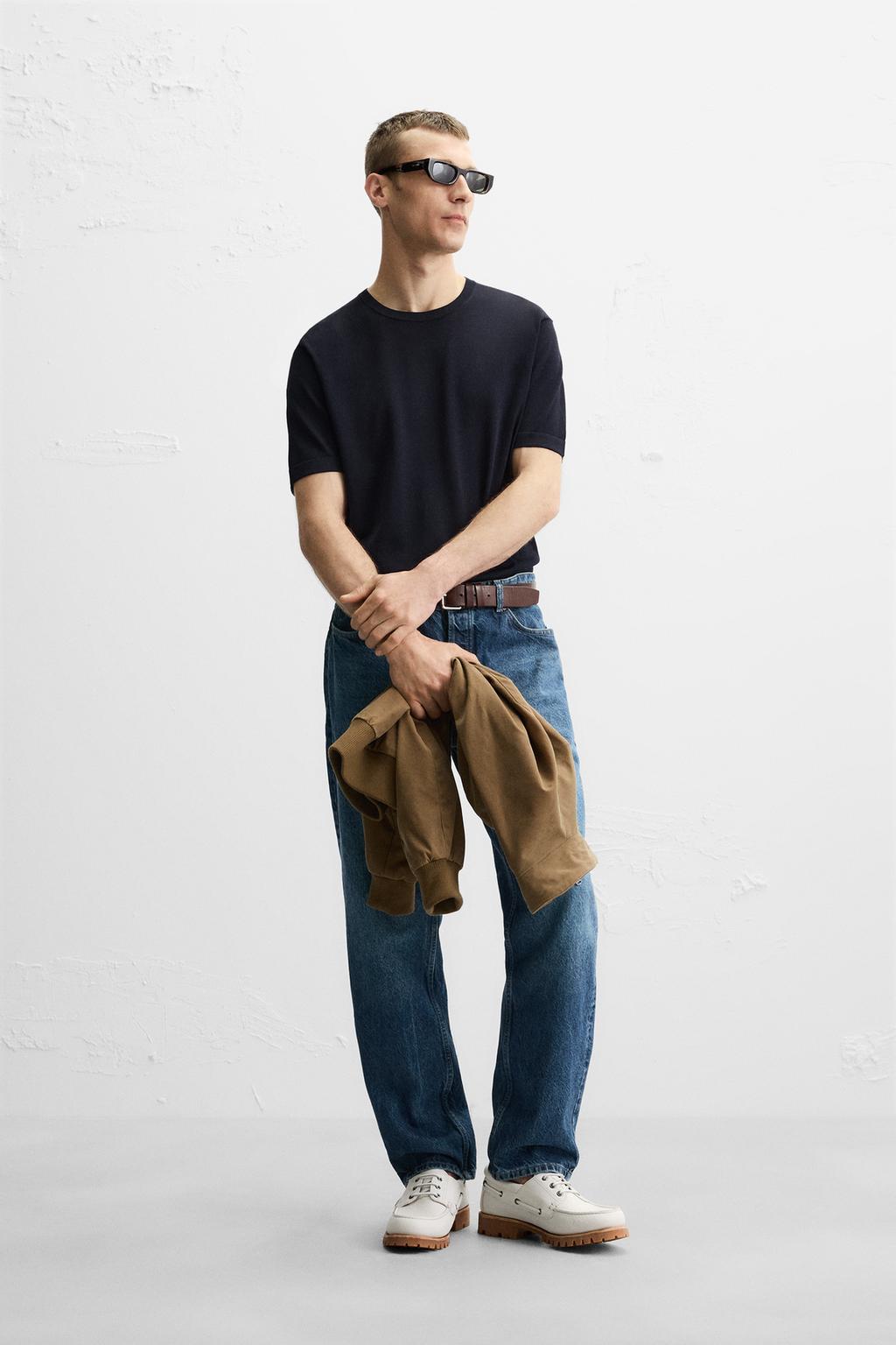 

Трикотажная футболка обычного покроя ZARA, темно-синий