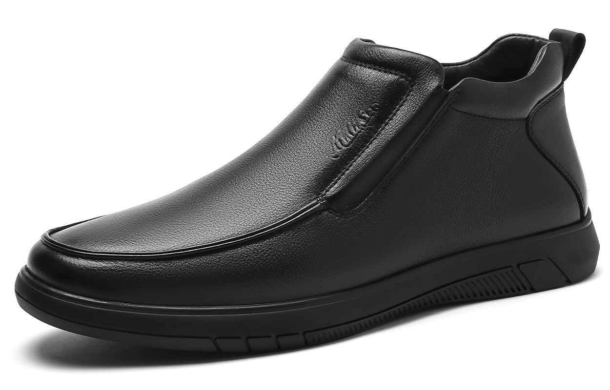 

Ботинки мужские хлопковые, высота около 3 см, черные Mulinsen, Black (Fleece-Lined)