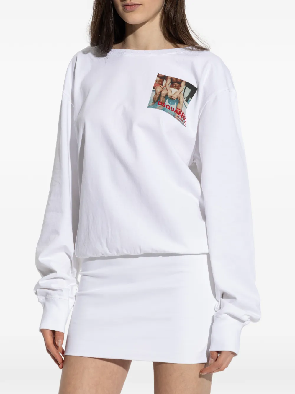 

Хлопковое платье с принтом Dsquared2, белый