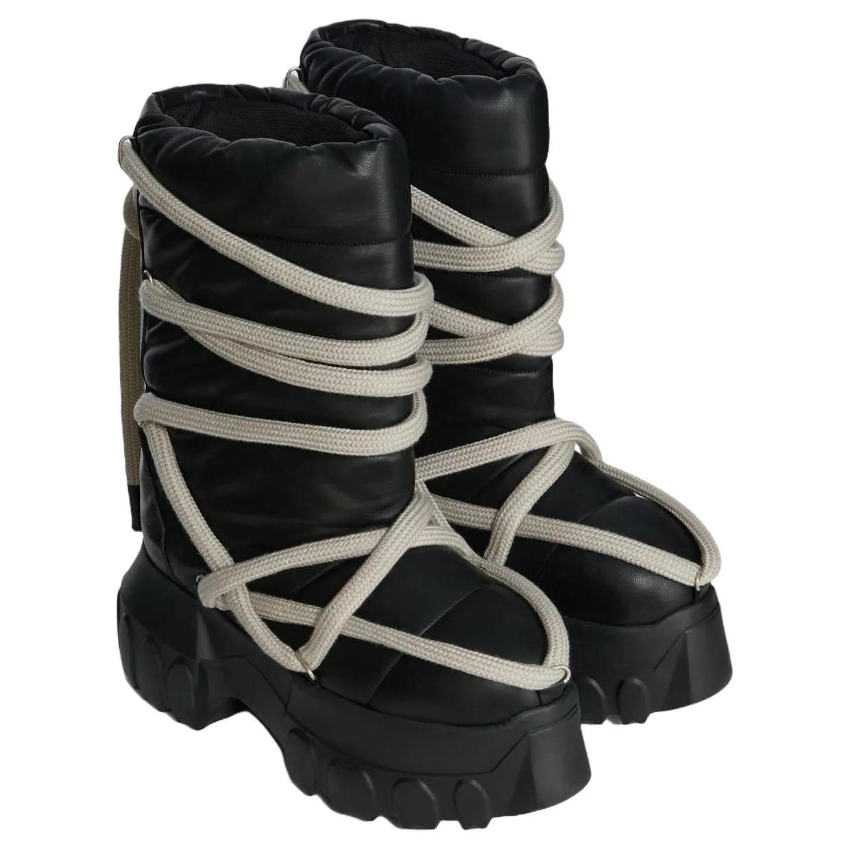 RICK OWENS Короткие зимние ботинки из овчины mid-calf для мужчин black — фото 4