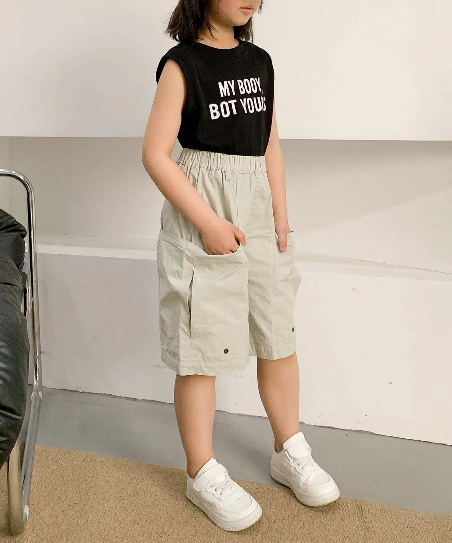 Детские широкие шорты-карго Aimoha Kids, gray — фото 4