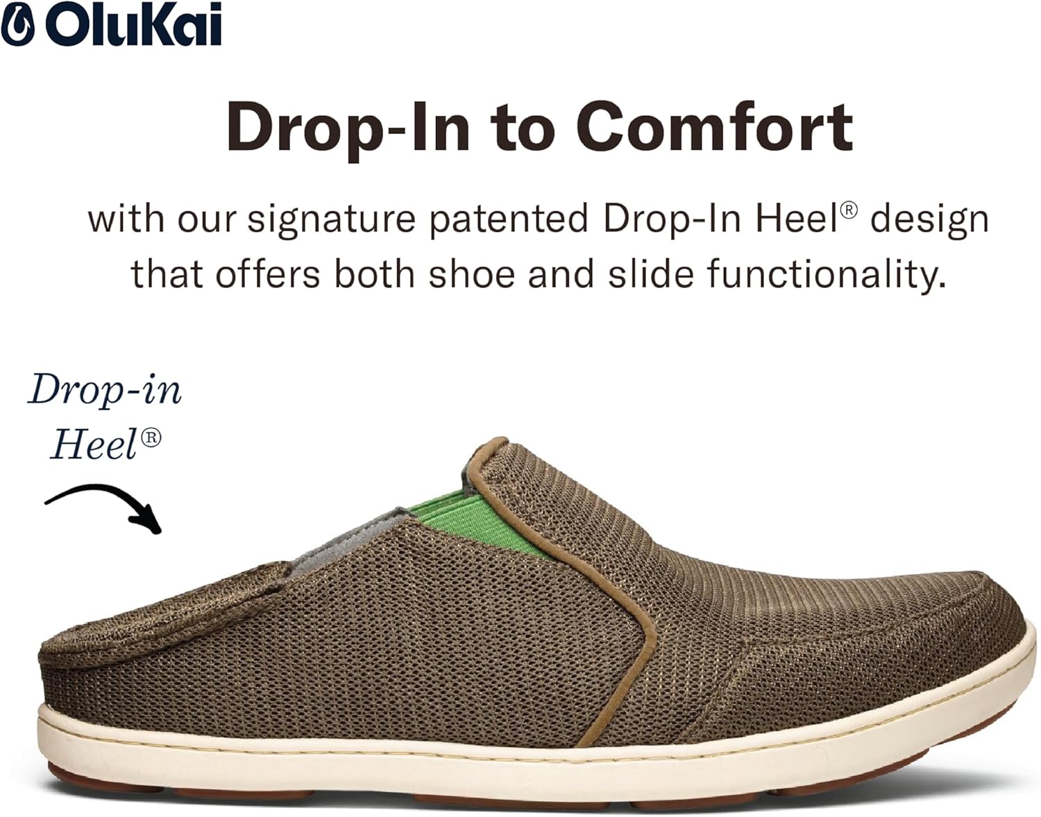 Мужские кроссовки OLUKAI Nohea Mesh с легкой и дышащей сеткой, для повседневной носки, на любую погоду с улучшенным сцеплением, Mustang/Lime Peel — фото 2