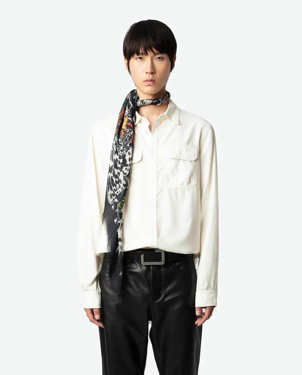

Однотонная прямая мужская рубашка из хлопка Stan Zadig & Voltaire, бежевый