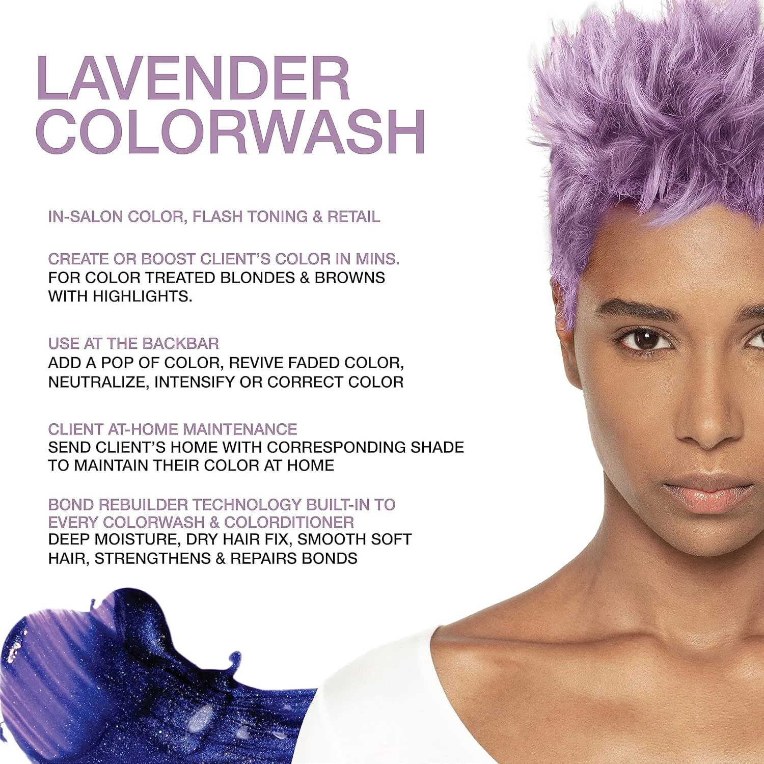 Шампунь Celeb Luxury Colorwash Color Depositing Shampoo - освежитель цвета, веганская краска для волос, средство для восстановления связей Bondfix, Viral и Gem Lites., Pastel Lavender — фото 2